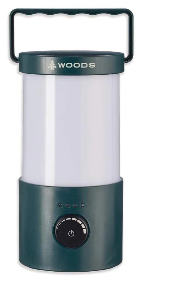 Woods™ Antares Battery-Powered LED Camping Lantern W/ USB Port & LED Indicator, 450 Lumens