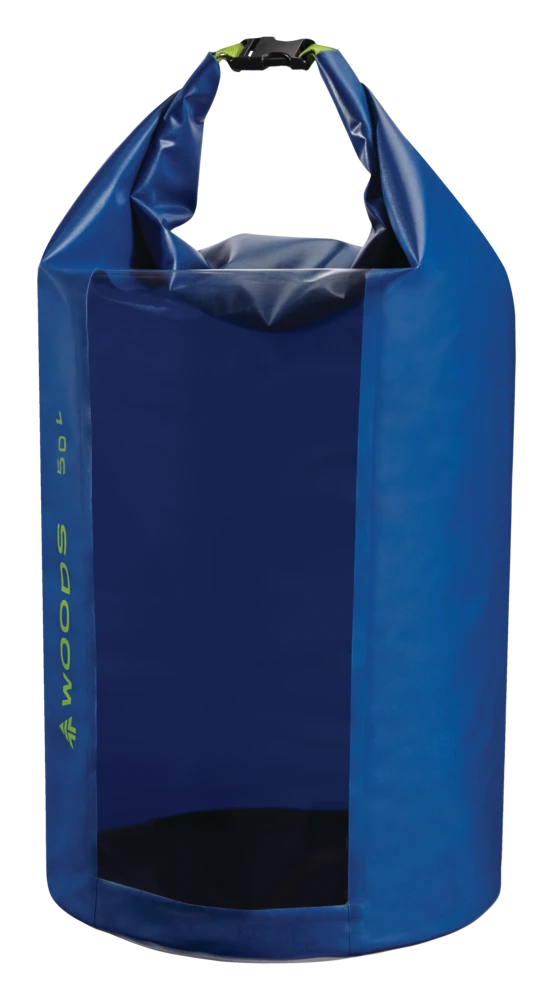 Woods Heavy Duty Waterproof Dry Bag W/ Window For Camping, Hiking & Water Sports, 50-L, Blue
