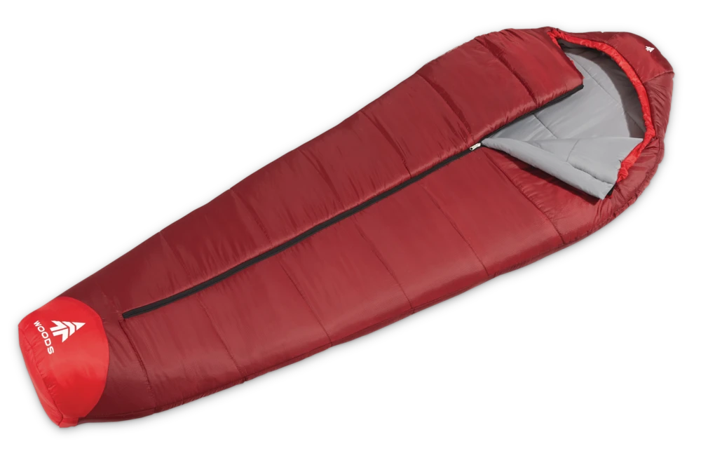 Woods Adventurer Insulated Cold Weather Mummy Sleeping Bag W/ Pillow & Compression Sack, -7°C
