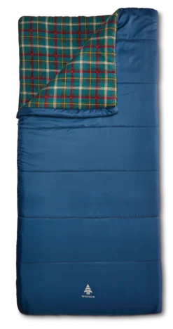 Woods Canmore Cotton Flannel Lined Insulated Cool Weather Sleeping Bag W/ Compression Sack, 0°C