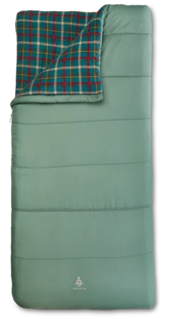 Woods Canmore Cotton Flannel Lined Insulated Cold Weather Sleeping Bag W/ Compression Sack, -15°C