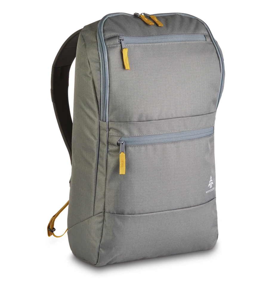 Woods Commuter Daypack, Recycled Compact Laptop Backpack For Travel/Work/School, Assorted, 25-L