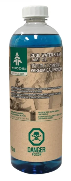 Woods Scented Lamp Oil, Paraffin-Based Fuel For Wick-Feeding Camping Lamps, 710-mL, Cool Water
