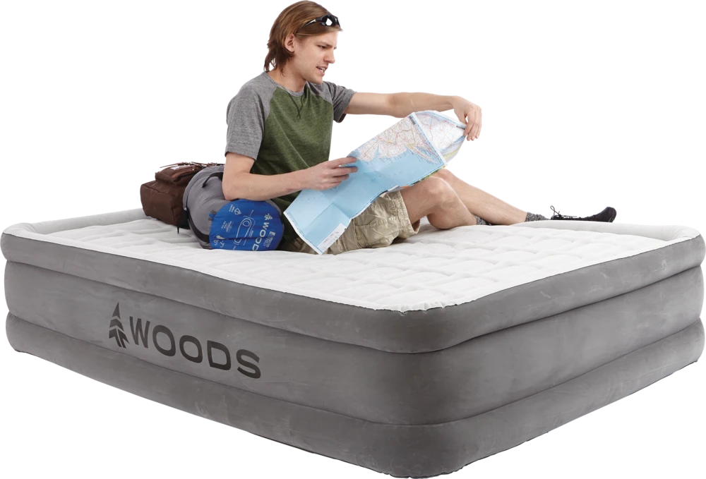 Woods Queen DreamTech Comfort Cell Double-High Inflatable Air Mattress/Airbed W/ Built-In 120V Pump - Image 4