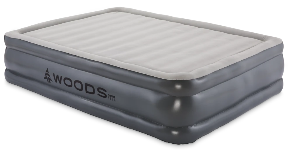 Woods Queen DreamTech Memory Foam Double-High Inflatable Air Mattress/Airbed W/ Built-In 120V Pump