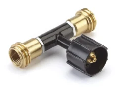 Woods™ Brass & Steel Dual Appliance Tank Converter For Camping, 20-lb