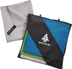 Woods Compact Lightweight Absorbent & Fast-Drying Microfibre Camping Beach Towels, Assorted, 4-pk, 33.5 X 59-in