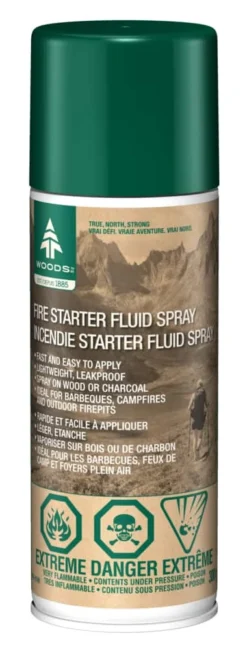 Woods Fire Starter Fluid Spray For Camping Fires, Firepits & Charcoal/Wood BBQs, 300-g