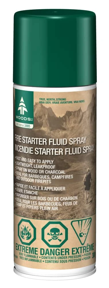 Woods Fire Starter Fluid Spray For Camping Fires, Firepits & Charcoal/Wood BBQs, 300-g