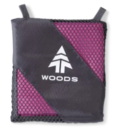 Woods Compact Lightweight Microfibre Camping Hand Towel 15.75"x31.5", Absorbent & Fast-Drying, Assorted