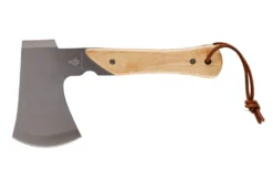 Woods Mini Pack Axe, Steel Single-Bit Hatchet Axe W/ Wooden Handle, Leather Sheath & Strap