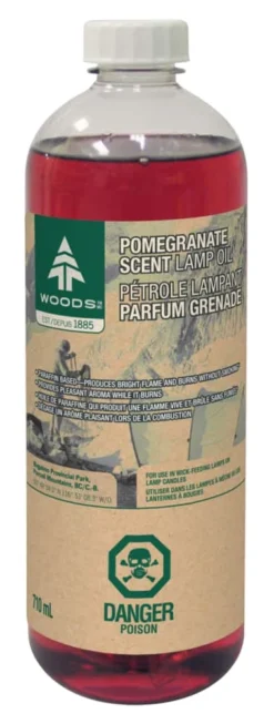 Woods Scented Lamp Oil, Paraffin-Based Fuel For Wick-Feeding Camping Lamps, 710-mL, Pomegranate