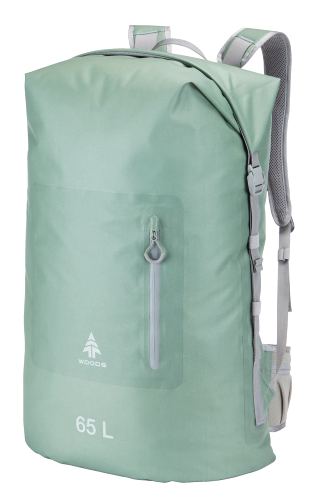 Woods Portage Roll Top Waterproof Dry Backpack For Camping/Hiking/Canoeing/Kayaking, 65-L