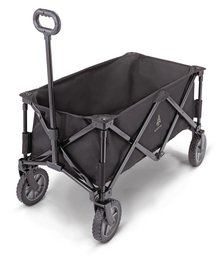 Woods Outdoor Collapsible Folding Utility Standard Wagon W/ Carry Bag, 150 Lb Capacity, Black
